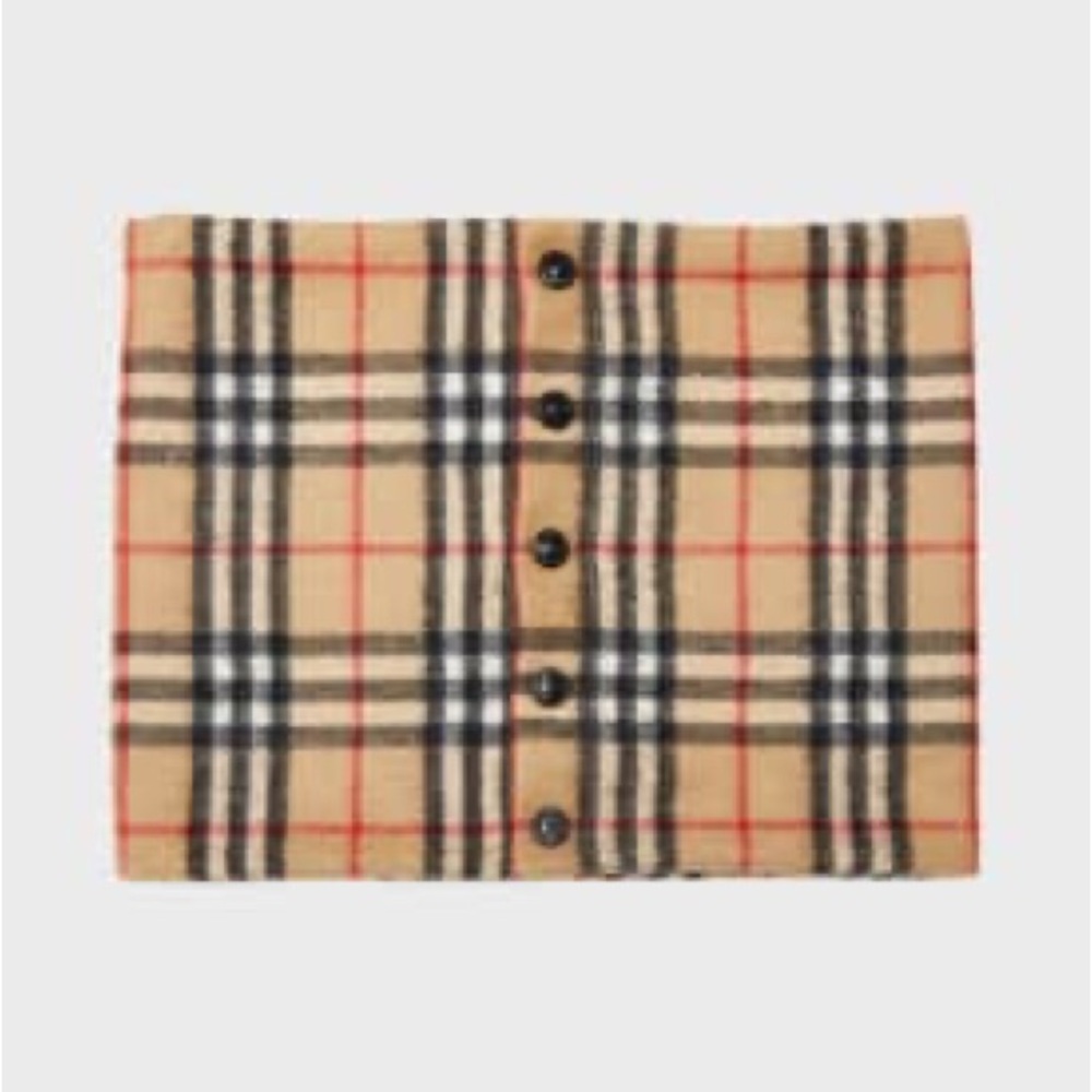 NEW $340 Burberry Check Logo Snood 100% Cashmere